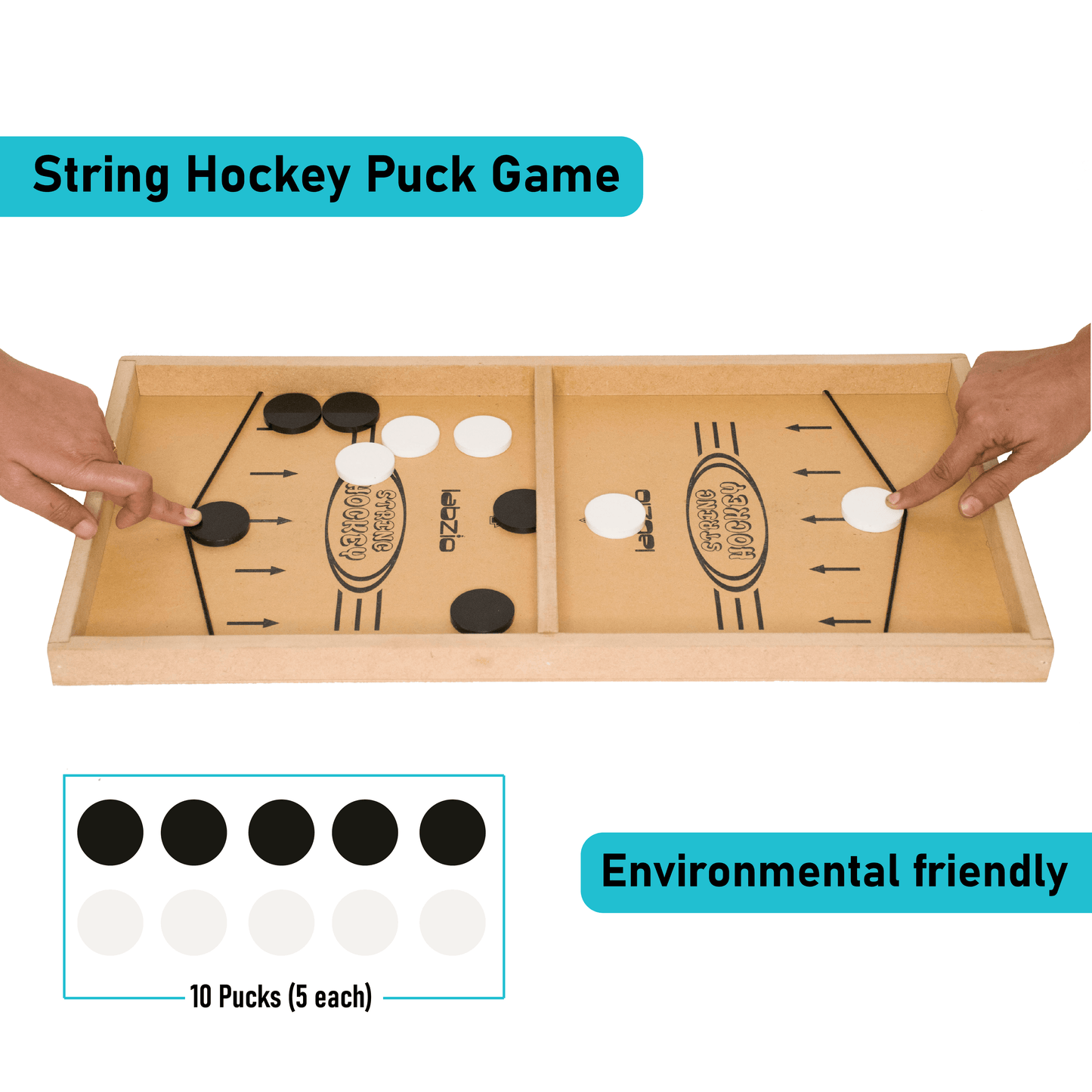 Labzio Home- Wooden String Hockey Puck Game/Toy for Adults and Kids,Indoor/Outdoor use