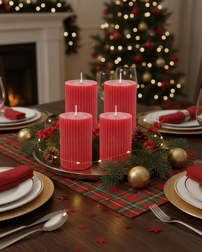 Labzio Pillar Candles for Valentine's, Birthdays, Anniversaries, and Special Gifts Set of 4,Long Clean Burning,Approx 72 Hours Burn Time,Wedding,Dinner,Christmas and Home Decor,Red