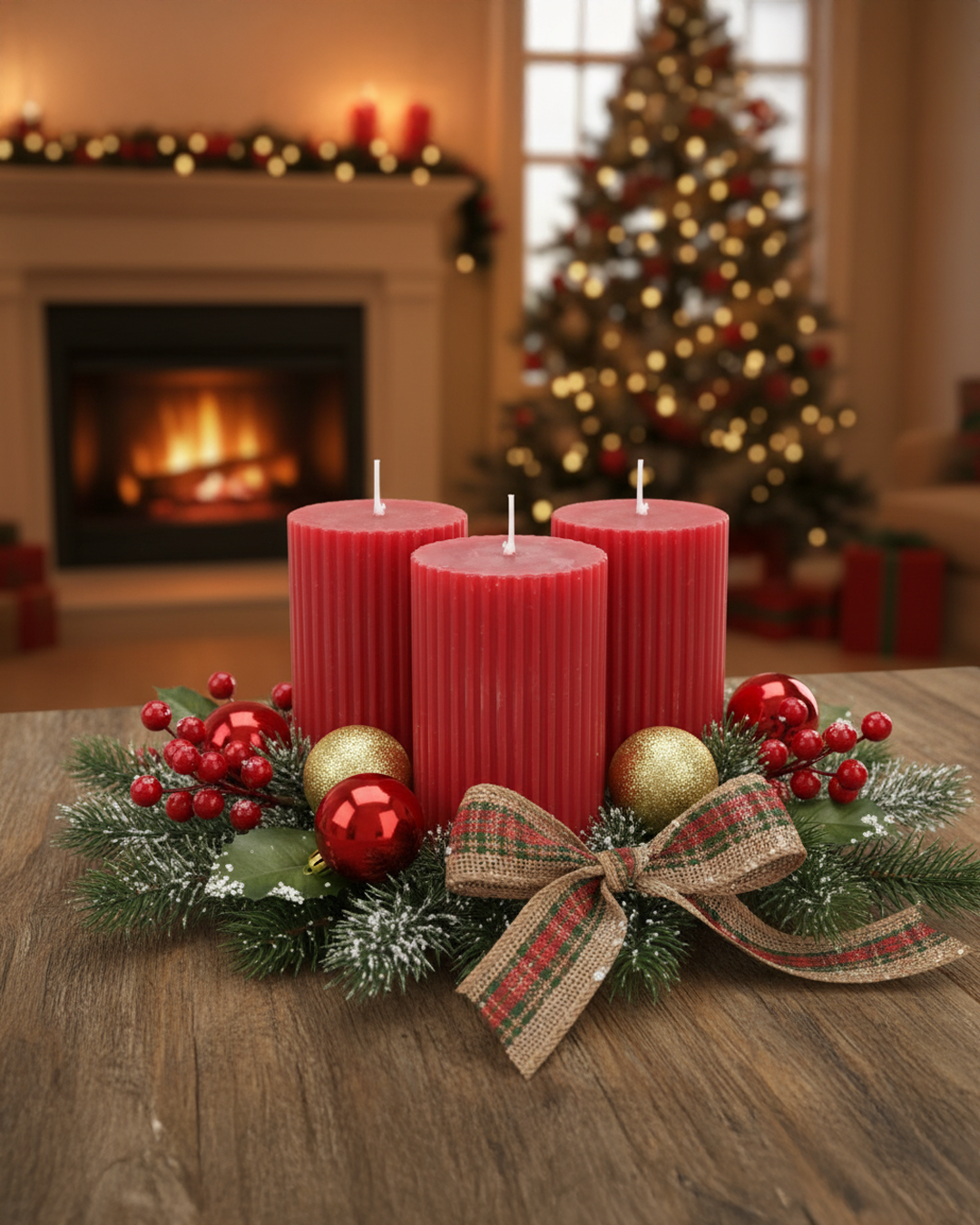 Labzio Pillar Candles for Valentine's, Birthdays, Anniversaries, and Special Gifts Set of 4,Long Clean Burning,Approx 72 Hours Burn Time,Wedding,Dinner,Christmas and Home Decor,Red