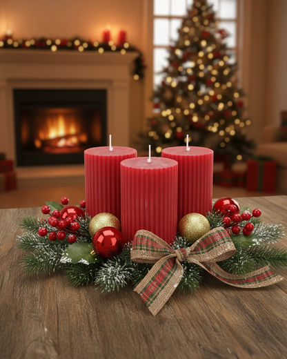 Labzio Pillar Candles for Valentine's, Birthdays, Anniversaries, and Special Gifts Set of 4,Long Clean Burning,Approx 72 Hours Burn Time,Wedding,Dinner,Christmas and Home Decor,Red