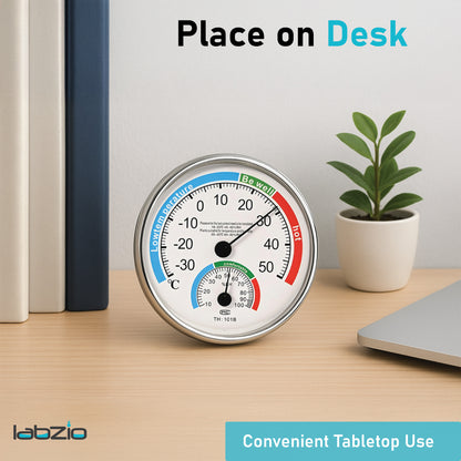 LABZIO Circular Wall-Mounted Thermometer-Hygrometer-Comfort Meter, 125mm, Accurate Temperature & Humidity Monitor, Stylish Design for Home & Office, Easy-to-Read Scale, Durable Construction