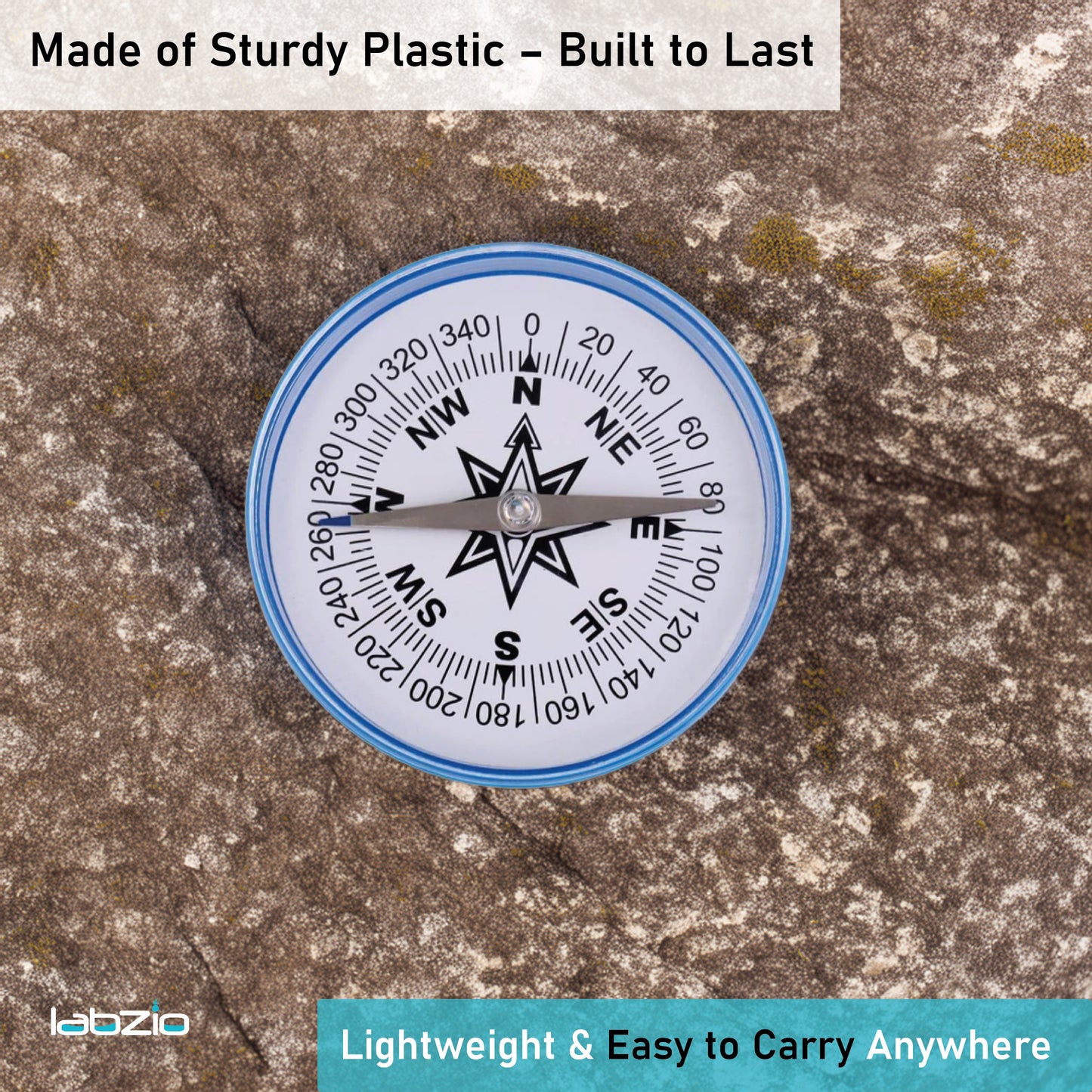 LABZIO 100mm Plastic Compass with 360-Degree Scale for Accurate Navigation - Durable, Lightweight, and Portable Compass for Hiking, Camping, Survival, and Outdoor Activities - Sensitive Needle