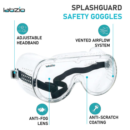 Deluxe Polycarbonate Safety Goggles, Light Weight, Chemical Resistant, Anti-Fogging Goggles, With Universal Fitting