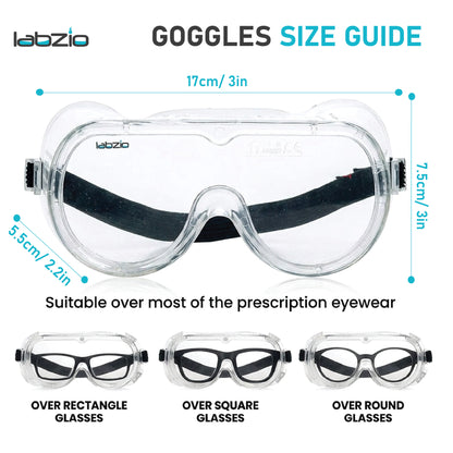 Deluxe Polycarbonate Safety Goggles, Light Weight, Chemical Resistant, Anti-Fogging Goggles, With Universal Fitting