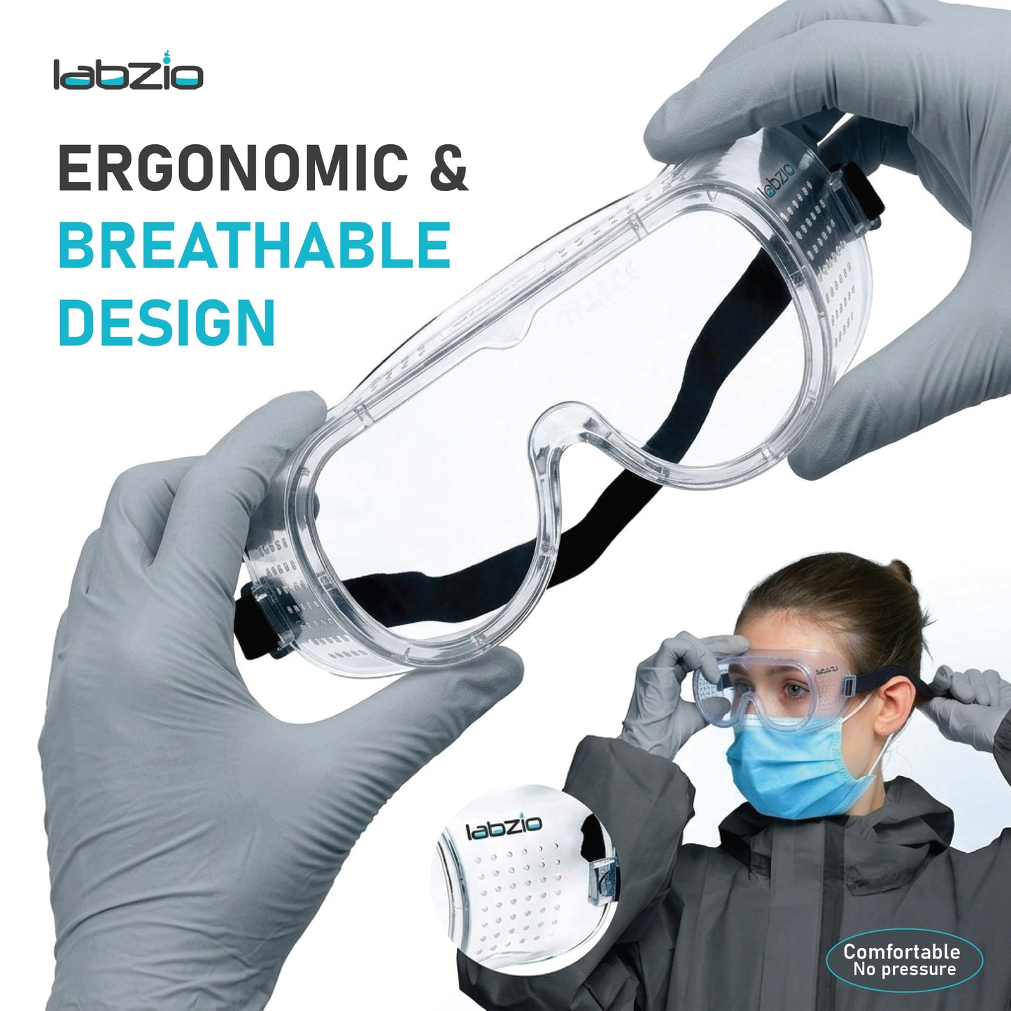 Deluxe Polycarbonate Safety Goggles, Light Weight, Chemical Resistant, Anti-Fogging Goggles, With Universal Fitting