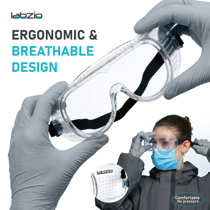 Deluxe Polycarbonate Safety Goggles, Light Weight, Chemical Resistant, Anti-Fogging Goggles, With Universal Fitting