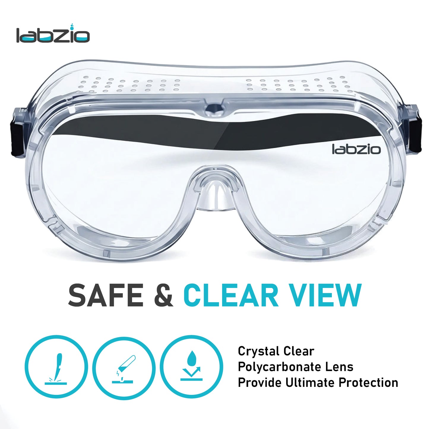 Deluxe Polycarbonate Safety Goggles, Light Weight, Chemical Resistant, Anti-Fogging Goggles, With Universal Fitting