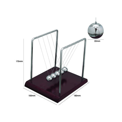 Newton's Cradle (Collision Balls / Pendulum Balls), with Steel Balls, Perfect for Study & Gifts, with Polished Wooden Base