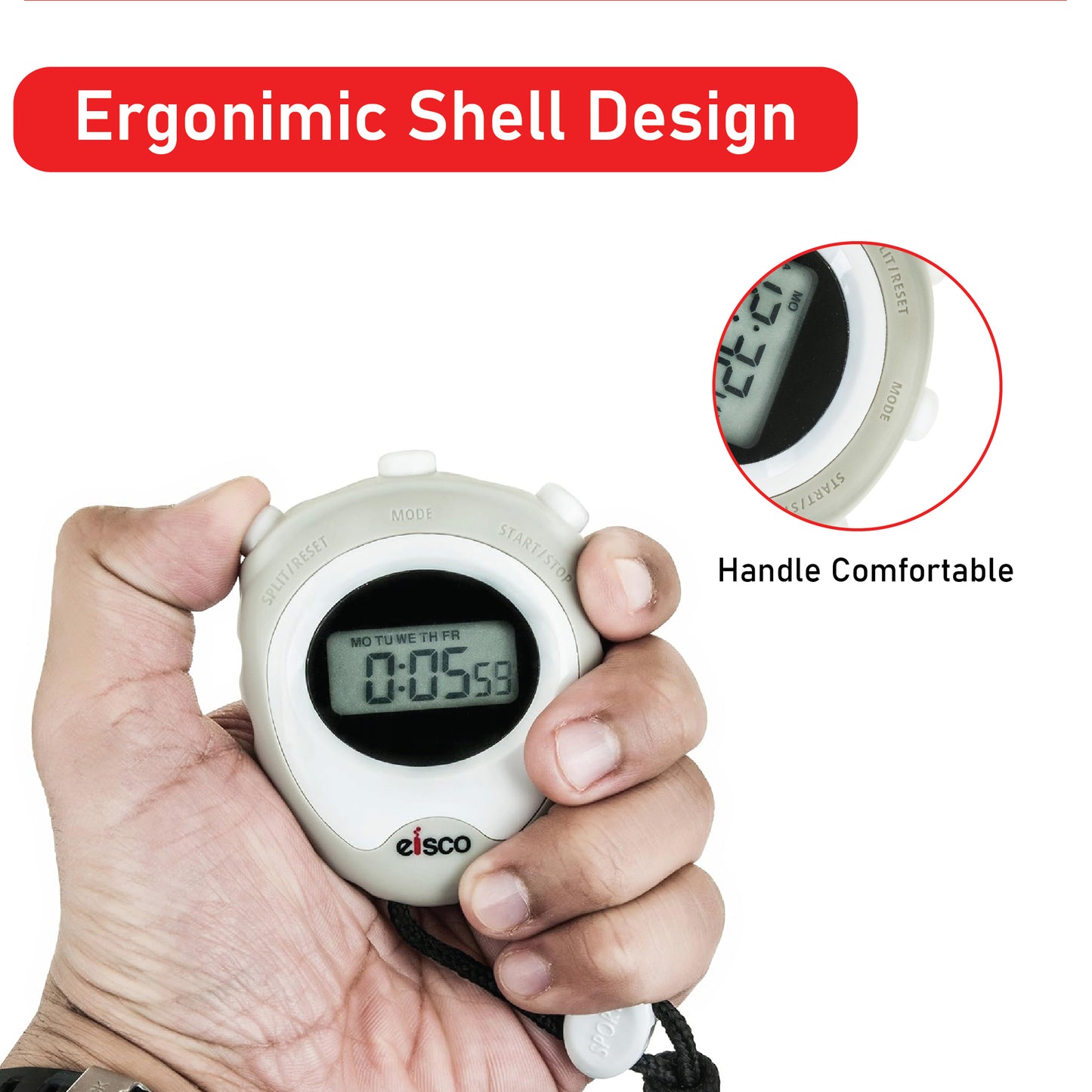 LCD Digital Professional Stopwatch, Displays Normal Time, Hours, Minutes, Seconds, Days, Dates, Months, Chronograph 1/100 Sec
