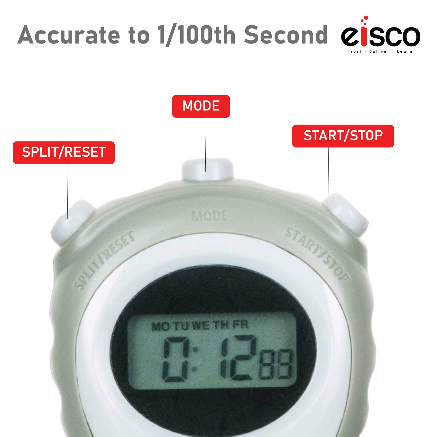 LCD Digital Professional Stopwatch, Displays Normal Time, Hours, Minutes, Seconds, Days, Dates, Months, Chronograph 1/100 Sec