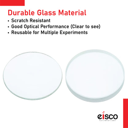 EISCO Set of 6 Glass Lenses | Different Focal Lengths | Ground & Polished Faces | Optical Lenses for Science Experiments, Physics Studies | Supplied in Durable Wooden Case
