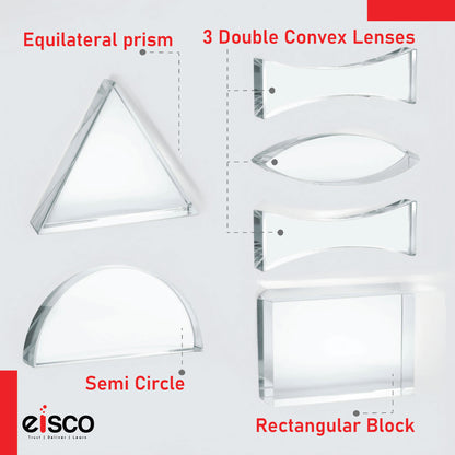 Eisco Premium Acrylic Prisms — Set of 6, Different Shapes, Supplied in Wooden Box | Used in Physics Laboratory | Reflection and Refraction Leaning | ‎25.8 x 20.8 x 4.8 cm; 620 g