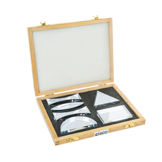 Eisco Premium Acrylic Prisms — Set of 6, Different Shapes, Supplied in Wooden Box | Used in Physics Laboratory | Reflection and Refraction Leaning | ‎25.8 x 20.8 x 4.8 cm; 620 g