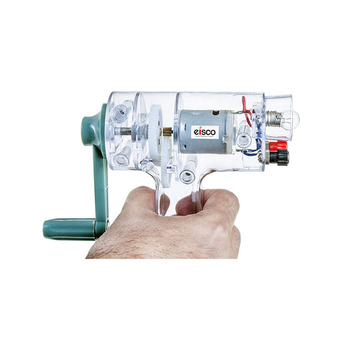Premium Hand Generator, With Mounted Lamp and Connectors, Perfect For Physics Education, Study and Teach Conversion of Energy, With Built In Flashlight