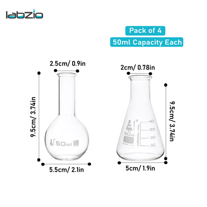 LabGlass Borosilicate Shot Glass - 4 Pieces, Clear, 50 ml