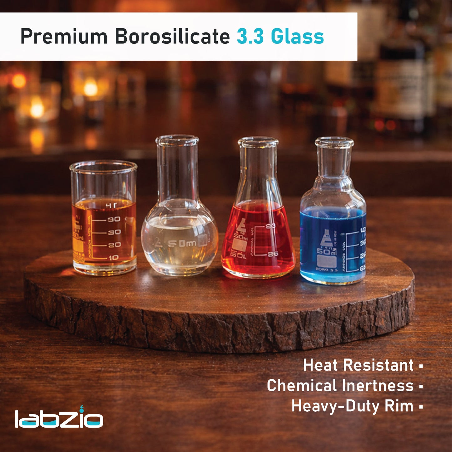 LabGlass Borosilicate Shot Glass - 4 Pieces, Clear, 50 ml
