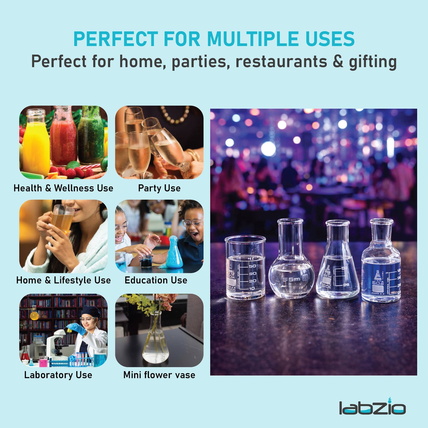 LabGlass Borosilicate Shot Glass - 4 Pieces, Clear, 50 ml