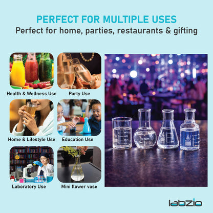 LabGlass Borosilicate Shot Glass - 4 Pieces, Clear, 50 ml