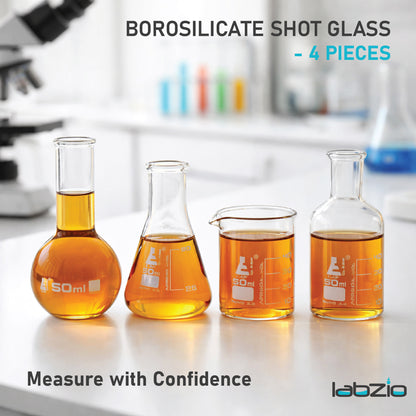 LabGlass Borosilicate Shot Glass - 4 Pieces, Clear, 50 ml