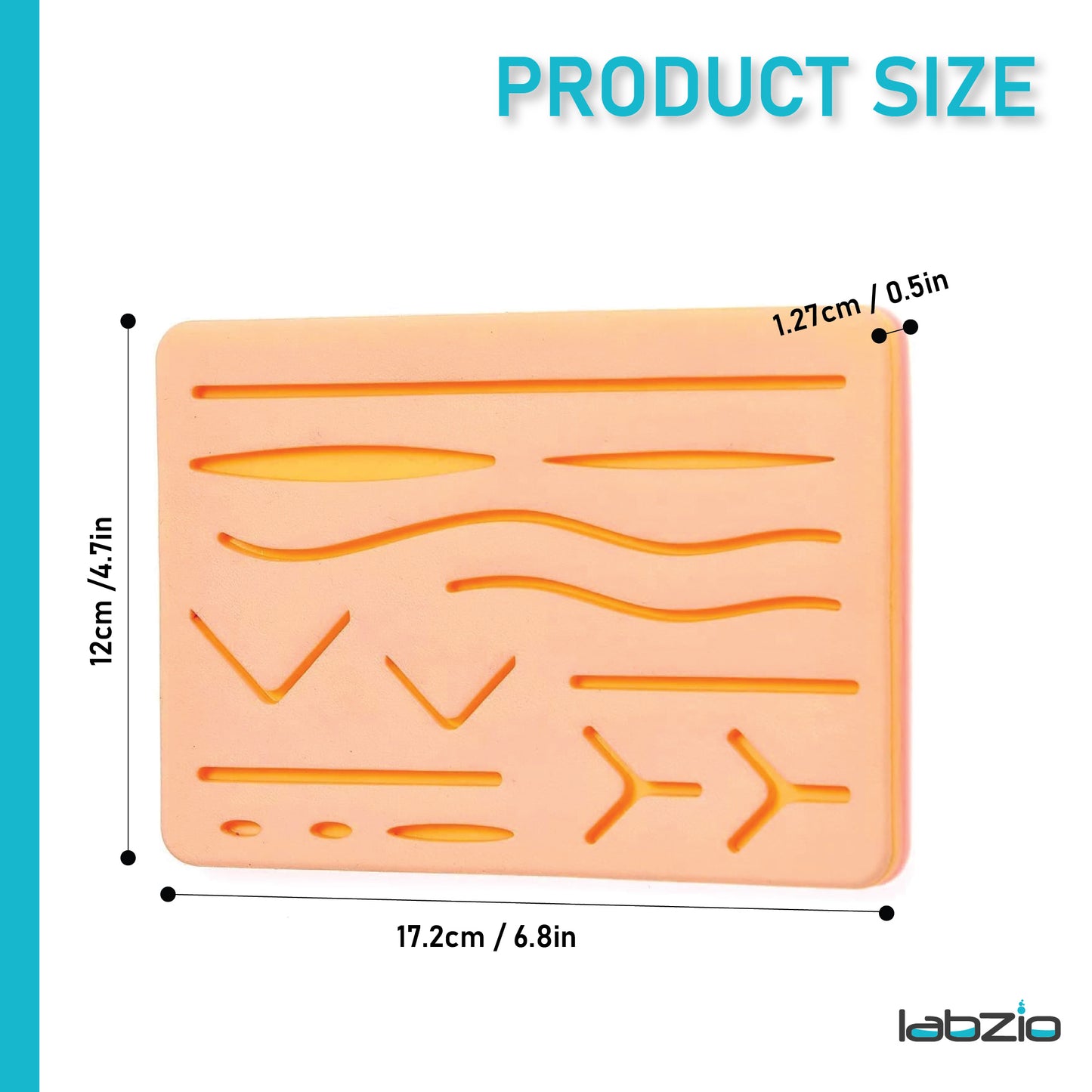 LABZIO Dual Mesh Suture Pad | 240g, 12mm, 3-Layer RealSkin+ | High Fidelity Simulation for Medical Students, OSCE & Surgical Training
