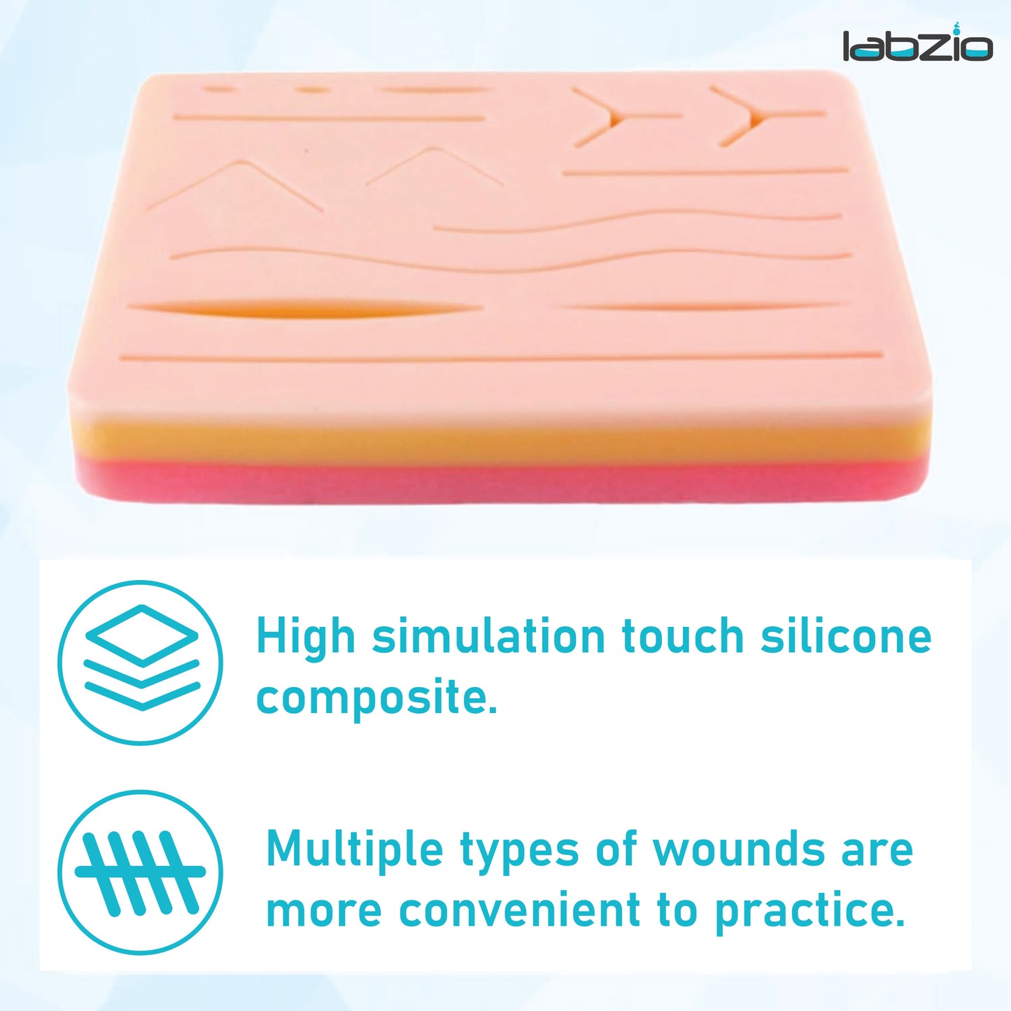 LABZIO Dual Mesh Suture Pad | 240g, 12mm, 3-Layer RealSkin+ | High Fidelity Simulation for Medical Students, OSCE & Surgical Training