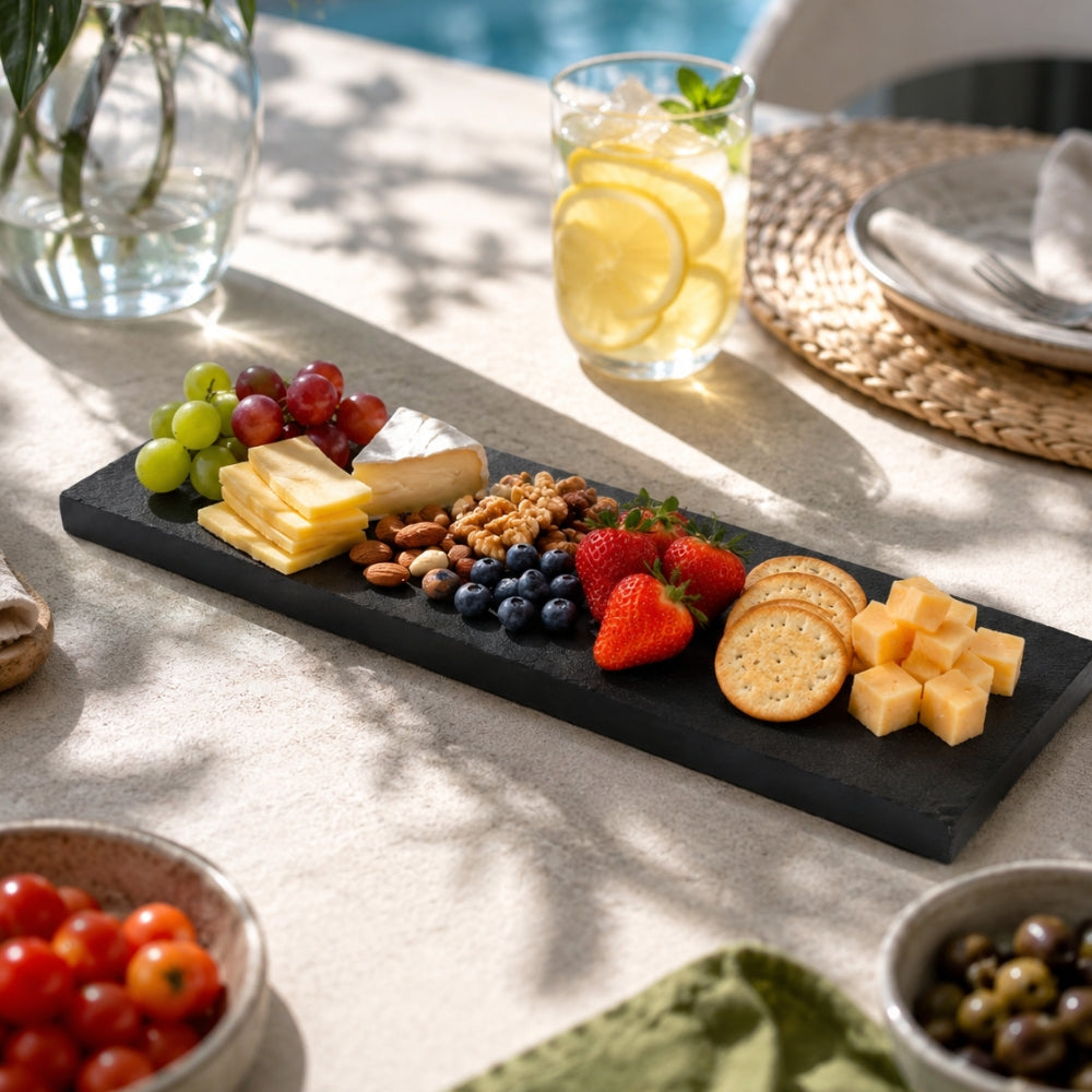 LABZIO Home - Stylish Serving Food Platter for Snacks/Elegant Cheese Board/Modern DIP Tray, Slate 14"X 4" Rectangle