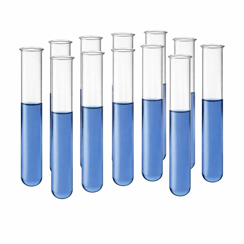 Test Tubes, Borosilicate Glass, Rimmed, Hand Made, Blown, Accurate Size and Consistent Wall Thickness, 150 x 24 mm, 50 ml Capacity