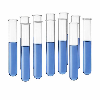 Test Tubes, Borosilicate Glass, Rimmed, Hand Made, Blown, Accurate Size and Consistent Wall Thickness, 150 x 24 mm, 50 ml Capacity