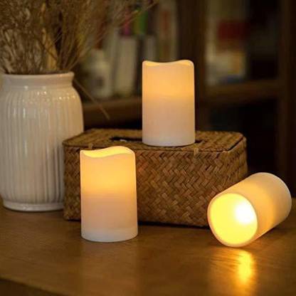 LABZIO Set of 3 Flameless LED Candles | Real Wax Look | Battery Operated | Flickering Moving Wick | 3 Sizes (4, 5, 6 Inch) | Unscented Pillar Candles for Home Decor