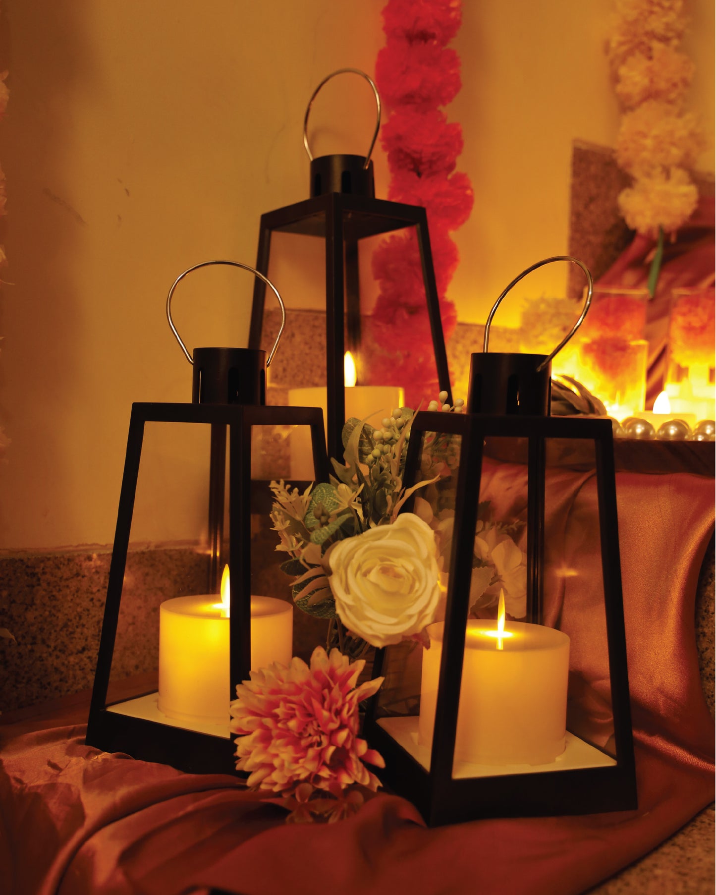 LABZIO Premium LED Lantern Candle | Battery Operated with Moving Flame & Flickering Effect | Flameless Light for Home Decor, Outdoor Garden, Balcony, Weddings & Festive Decorations (22x11 cm)