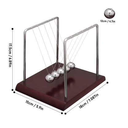 EISCO Newton's Cradle Desk Toy | Pendulum Balls Physics Experiment Set | Collision Ball | Wooden Base | Decor, Stress Relief & Educational Gift for Kids & Adults | 5 Steel Balls