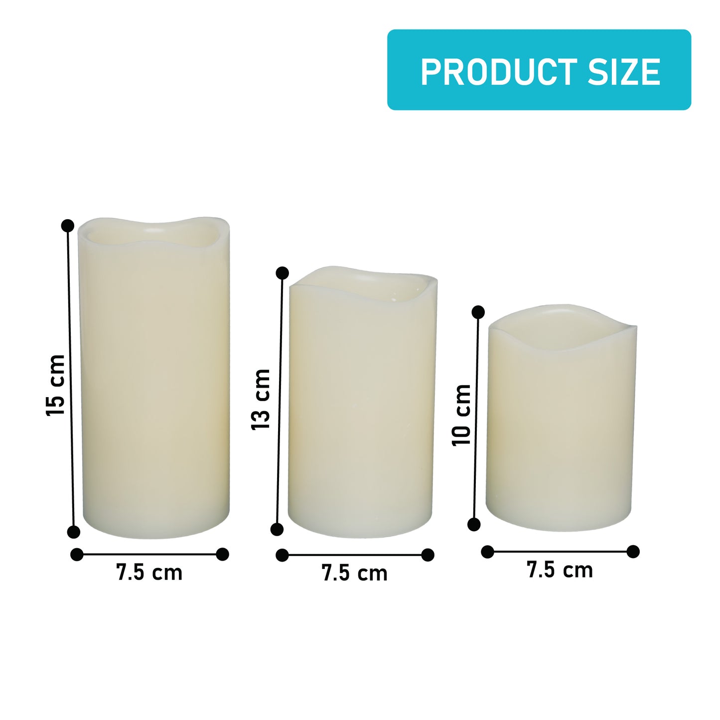 LABZIO Set of 3 Flameless LED Candles | Real Wax Look | Battery Operated | Flickering Moving Wick | 3 Sizes (4, 5, 6 Inch) | Unscented Pillar Candles for Home Decor