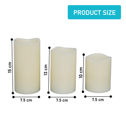 LABZIO Set of 3 Flameless LED Candles | Real Wax Look | Battery Operated | Flickering Moving Wick | 3 Sizes (4, 5, 6 Inch) | Unscented Pillar Candles for Home Decor