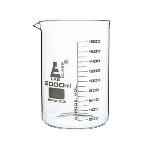 Beaker, 2000 ml, Low Form, Borosilicate Glass, Graduated as Per DIN 12231, ISO 3819, Pack of 1