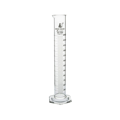 Measuring Cylinder, NABL Certified, Hexagonal Base, Class-A, 250 ml, Highest Accuracy with Calibration Certificate, Calibrated in 27 Degrees