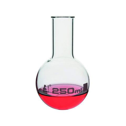 Round Bottom Boiling Flask, 250 ml, Narrow Neck with Beaded Rim, Borosilicate Glass, Pack of 12