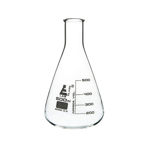 500 ml Conical Flask, Erlenmeyer, Narrow Neck, Made of Borosilicate Glass 3.3