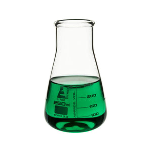 250 ml Conical Flask, Erlenmeyer, Wide Neck, 3.3 Borosilicate Glass, Pack of 12