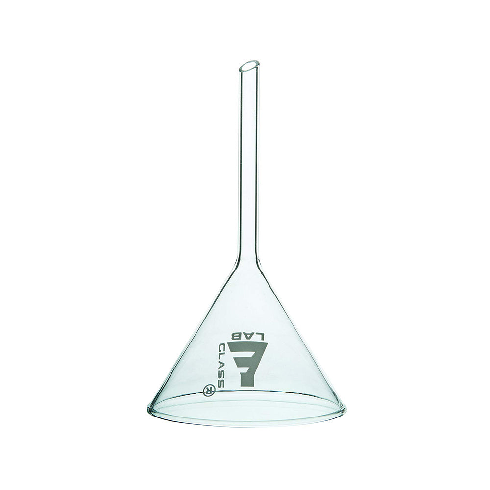 Filter Funnel, Made of Borosilicate Glass 3.3, Chemical Resistant, Plain, 60° Angle, Dia. - 100 mm, Stem Length - 100 mm. Pack of 10