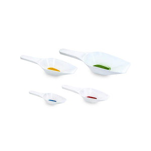 Weighing Scoops, Made of Polypropylene, Autoclavable, Pack of 4, One Each of 25 ml, 50 ml, 100 ml & 250 ml, Excellent Replacement of Metallic Scoops, Durable