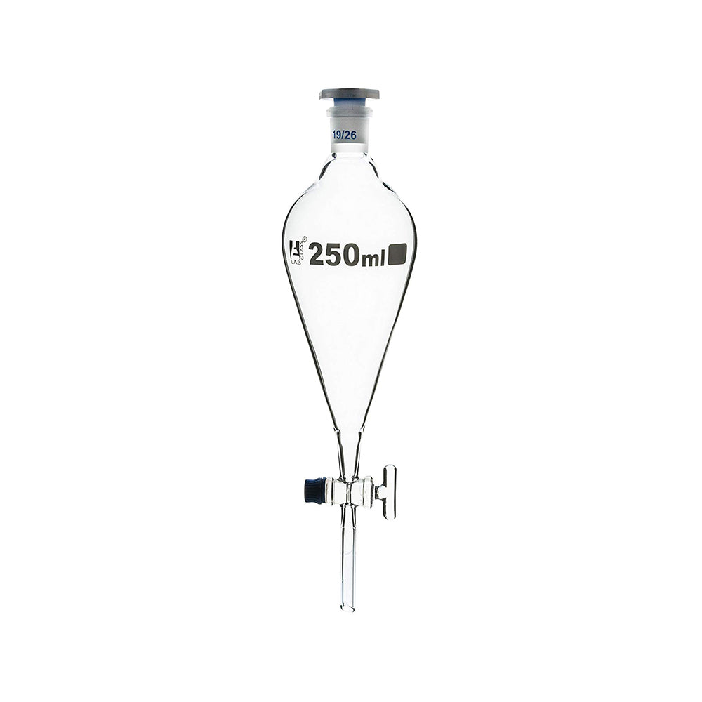 Separating Funnel - Squibb - 250 ml with Glass Stopcock, Made of Borosilicate Glass 3.3, Laboratory Grade Funnel, Pack of 2