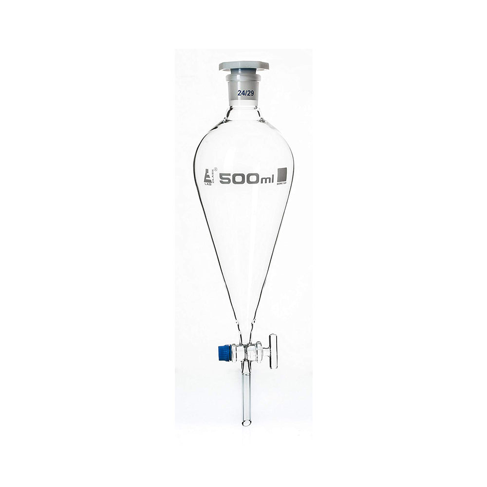 Separating Funnel - Squibb - 500 ml with Glass Stopcock, Made of Borosilicate Glass 3.3, Laboratory Grade Funnel, Pack of 2