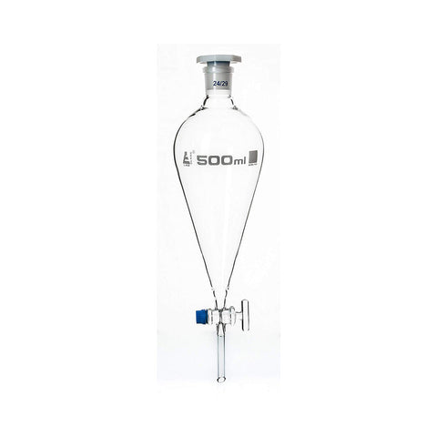 Separating Funnel - Squibb - 500 ml with Glass Stopcock, Made of Borosilicate Glass 3.3, Laboratory Grade Funnel, Pack of 2