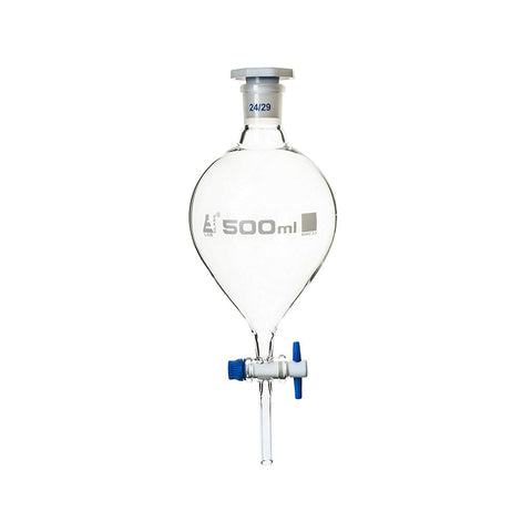 Separating Funnel - Pear Shaped - 1000 ml with PTFE Key Stopcock, Made of Borosilicate Glass3.3, Laboratory Grade Funnel