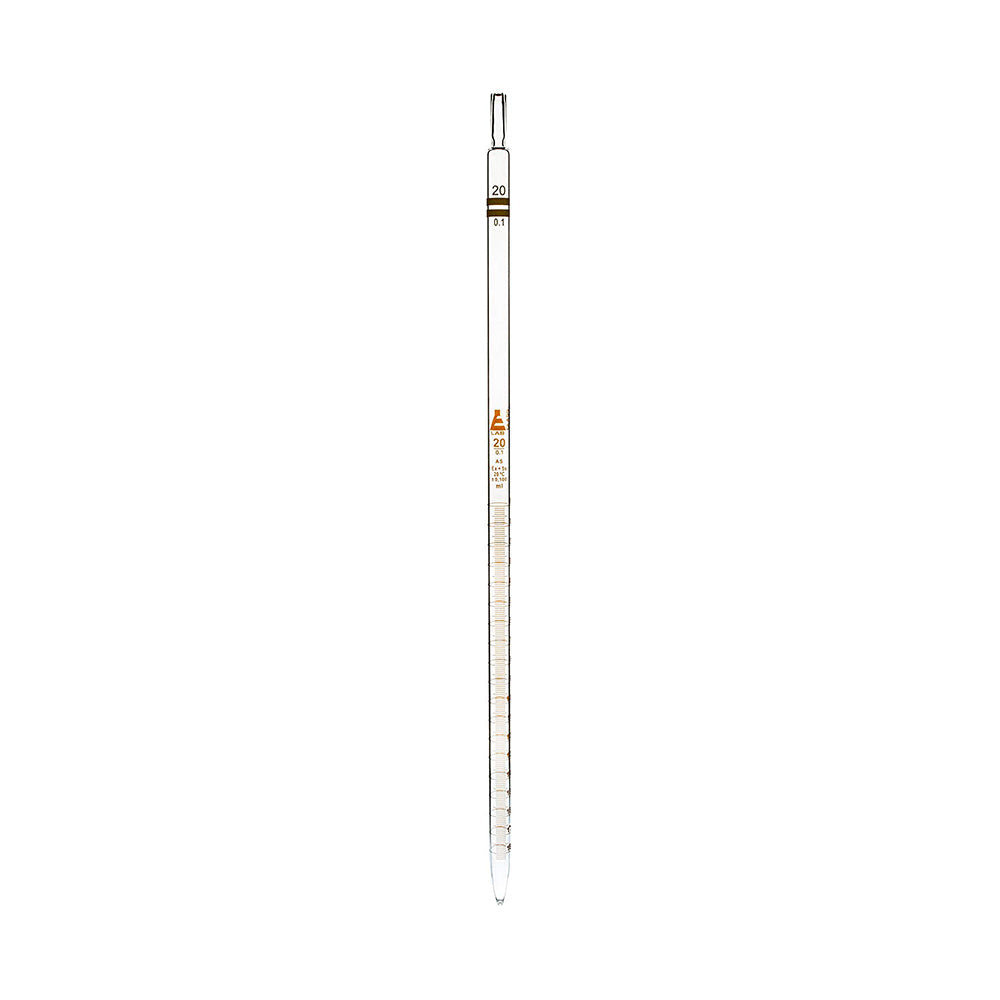 20 ml Pipette With Amber Graduations, Made of High Quality Soda Lime Glass, Excellent Visibilty, Tolerance ±0.100 ml, Color Code - Yellow, Class - AS