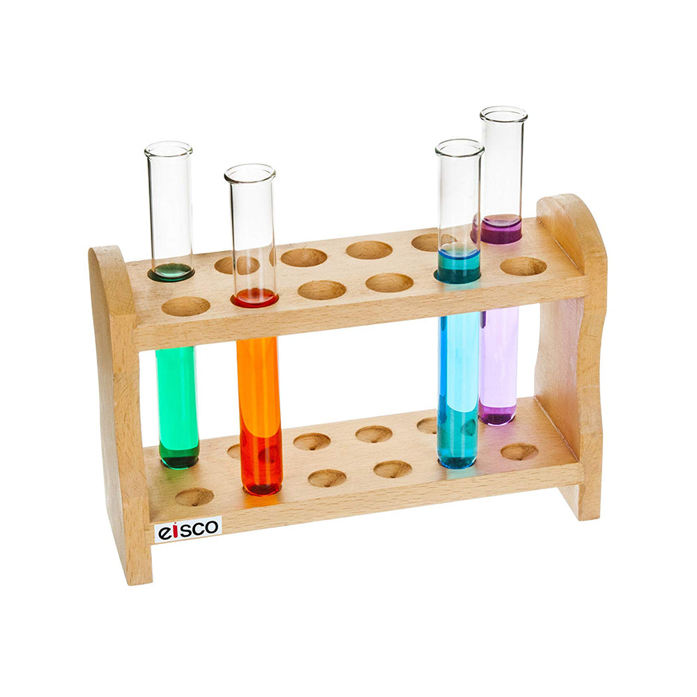 Premium Test Tube Rack, Made Of High Quality Wood, Polished, For 12 Tubes of Dia. 18 mm, Durable, Perfect for Labs, Resistant To Most Chemicals