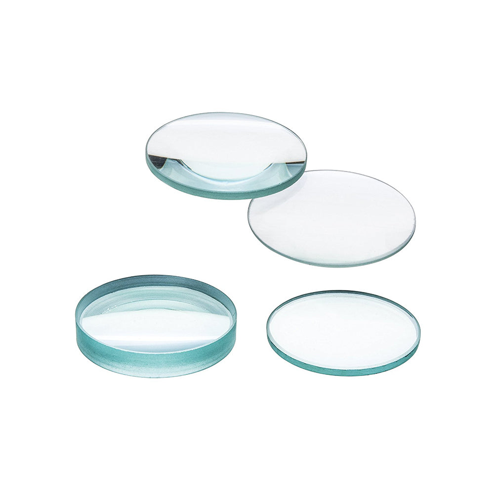 Glass Lenses, Set of Four, Double Convex & Concave Lenses of Dia. 50 mm, Polished