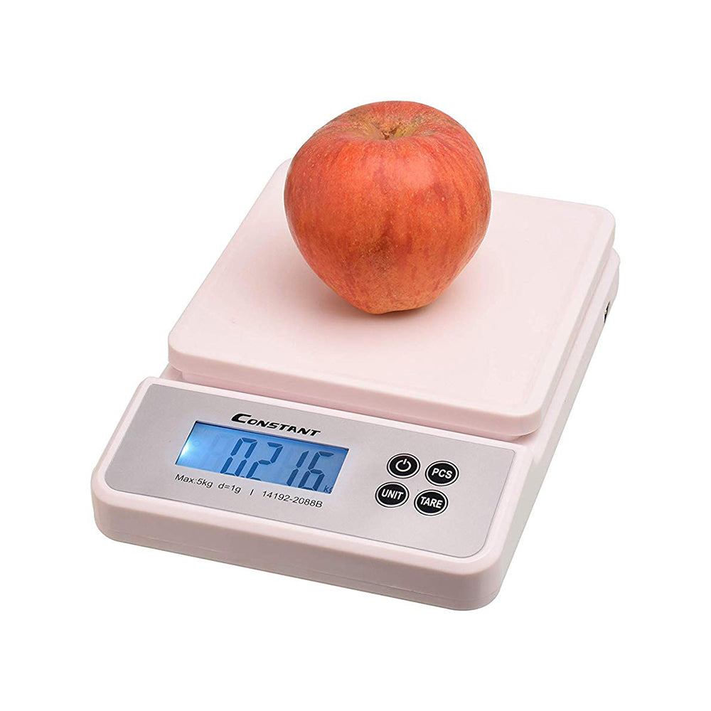 Constant by Labzio Premium Slim Digital Kitchen / Food / Baking Weighing Scale, Precise weight scale 1gm - 5Kgs capacity. (White)